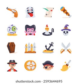Well crafted handy set of spooky halloween 3d icons