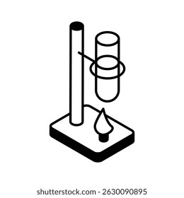 Ein gut gearbeitetes isometrisches gefülltes Icon des Retortenständers