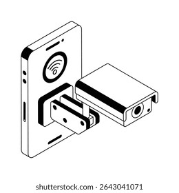 Well crafted isometric icon of cctv monitoring device