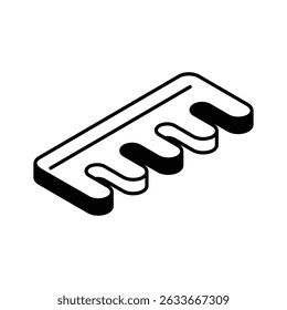 A well crafted isometric icon of classic hair comb
