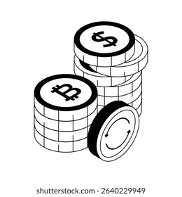 Well crafted isometric icon of currency exchange
