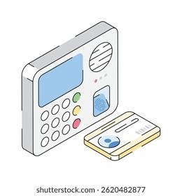 A well crafted isometric icon depicting biometric machine