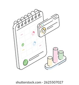 A well crafted isometric icon depicting planner