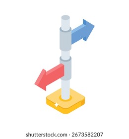 Well crafted isometric icon of direction board signage