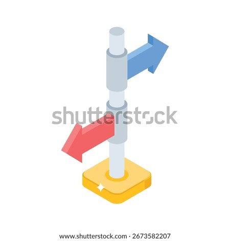 Well crafted isometric icon of direction board signage