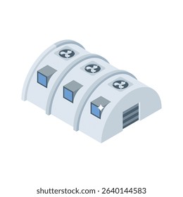 A well crafted isometric icon of manufacturing storage