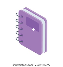 Well crafted isometric icon of personal daily diary notebook