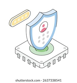 A well crafted isometric icon of secure profile management