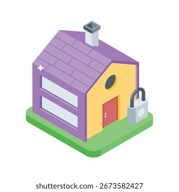 Icono isométrico bien elaborado del hogar seguro