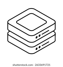 Un icono isométrico bien diseñado del sistema del estante del servidor
