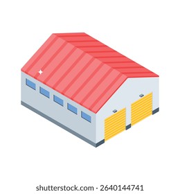 Well crafted isometric icon showing factory stockroom