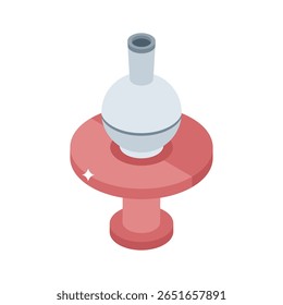 Well crafted isometric icon showing ceramic exhibition