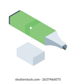 A well crafted isometric icon of text highlighter
