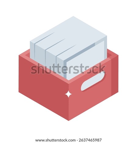 Well crafted isometric icon of tidy paper organizer rack