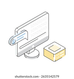 Well crafted isometric icon visualizing binary coding logic