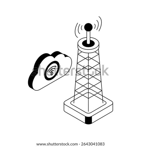 A well crafted isometric icon of wifi tower