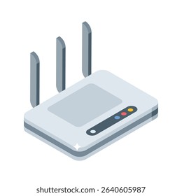 Well crafted isometric icon of wireless internet router