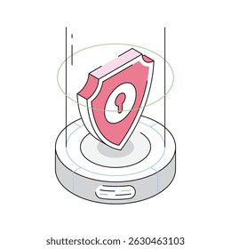 Well crafted isometric outline icon of cybersecurity shield