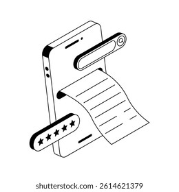 A well crafted isometric style icon of mobile invoice