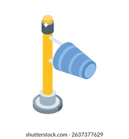 Well crafted isometric style icon showing windy windsock