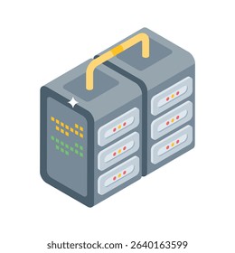 A well crafted isometric style icon showing server network hub