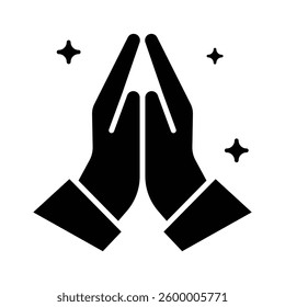 A well crafted line icon showing prayer hands