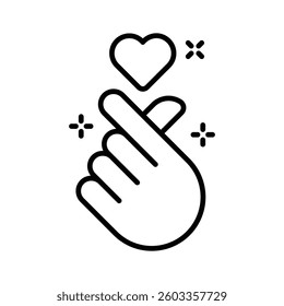 A well crafted line icon showing mini love gesture
