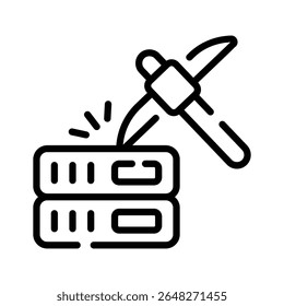 Well crafted linear icon of active server mining