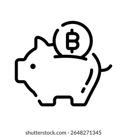 Icono lineal bien diseñado de hucha bitcoin