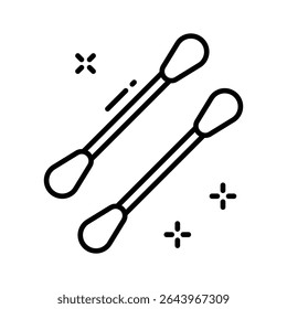 Un icono lineal bien elaborado para los hisopos de algodón