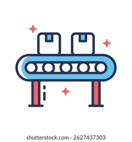 Icono lineal bien diseñado de transportador de banda móvil