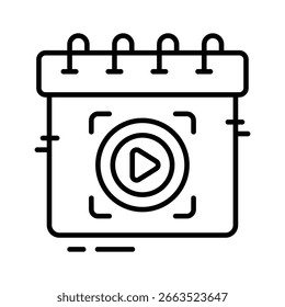Icono lineal bien diseñado del calendario de marketing planificado