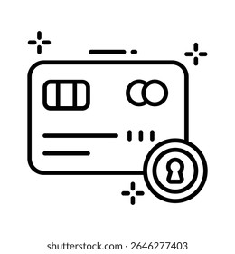 Well crafted linear icon of secure card chip