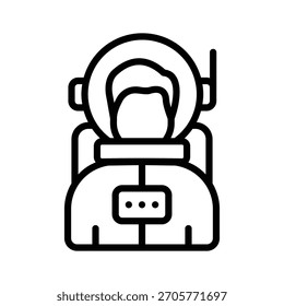 Icono lineal bien diseñado de la figura de astronauta adecuada