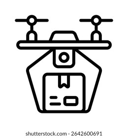 Um ícone de estilo linear bem trabalhada representando a entrega de drones