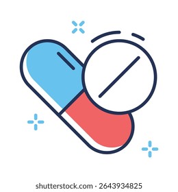 Well crafted linear style icon representing drugs
