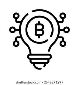 A well crafted outline icon of bitcoin innovation