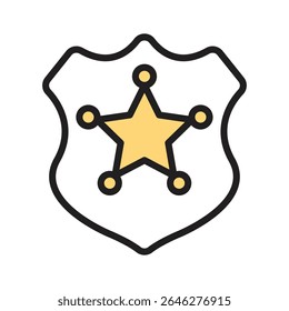 Well crafted outline style icon showing police badge