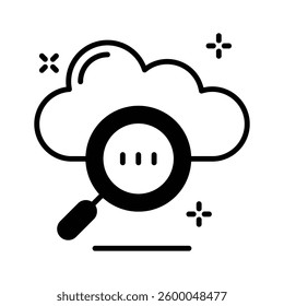 Well crafted premium icon depicting cloud search, glyph style