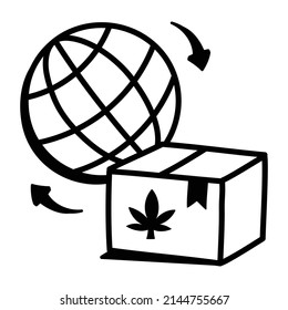 A Well Creative Doodle Icon Of Global Weed Delivery 

