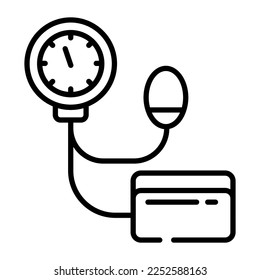 Well design icon of bp apparatus, sphygmomanometer vector