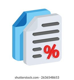 Well designed 2d icon of invoice showing applied discount
