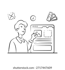 Ilustración dibujada a mano increíble bien diseñada de un diseño de Sitio web