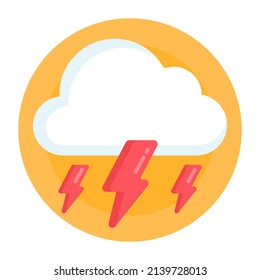 Well designed attractive flat rounded icon of thunderstorm 

