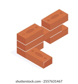 Well designed brick wall isometric icon in modern style