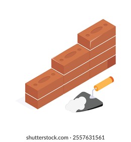 Well designed brick wall isometric icon in modern style