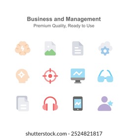 Well designed business and management icons set