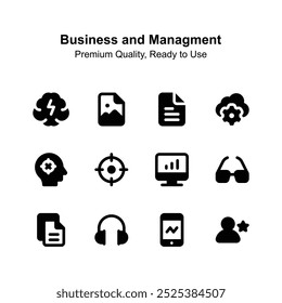 Well designed business and management icons set