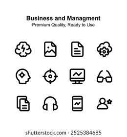 Well designed business and management icons set