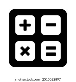 A well designed calculator icon, digital computation and arithmetic functions, mathematical calculations